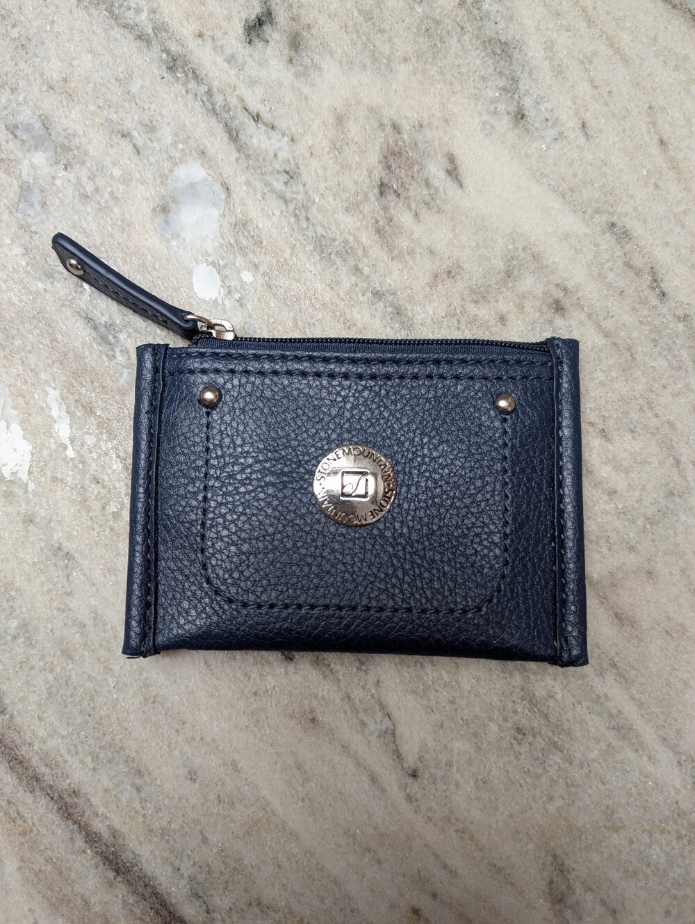 Stone Mountain Navy  Zip Card Case